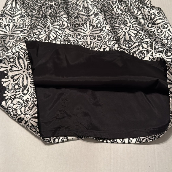 WHBM Black and White Print Satin Strapless Dress Size 12 - Picture 7 of 14